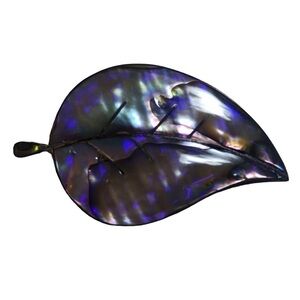 JCA Sterling Silver 925 Vintage Abalone Leaf Brooch Pin